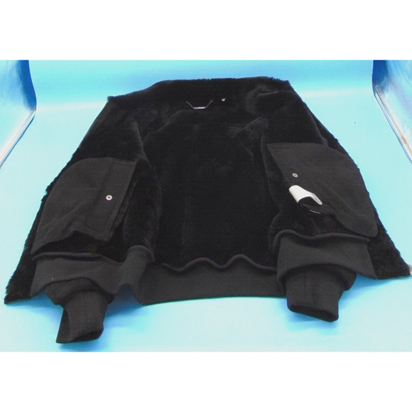 Elie Tahari Black Shearling Short Coat 100% Leather with Fur Collar Size Small - Picture 6 of 8